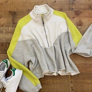 Free People Movement Colorblock Oversized Cropped Half-Zip Pullover